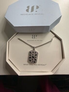 Black onyx on rhodium necklace